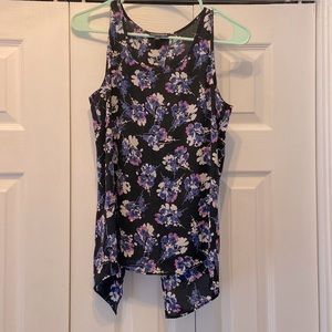 Express Multicolor Womens Floral Scoop Neck Split Back Tank Top